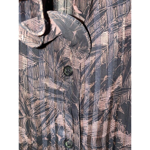 Vintage La Chine Sheer shirt Paisley Stripes Ruffle 14 mob Goth dark whimsical - Picture 3 of 12